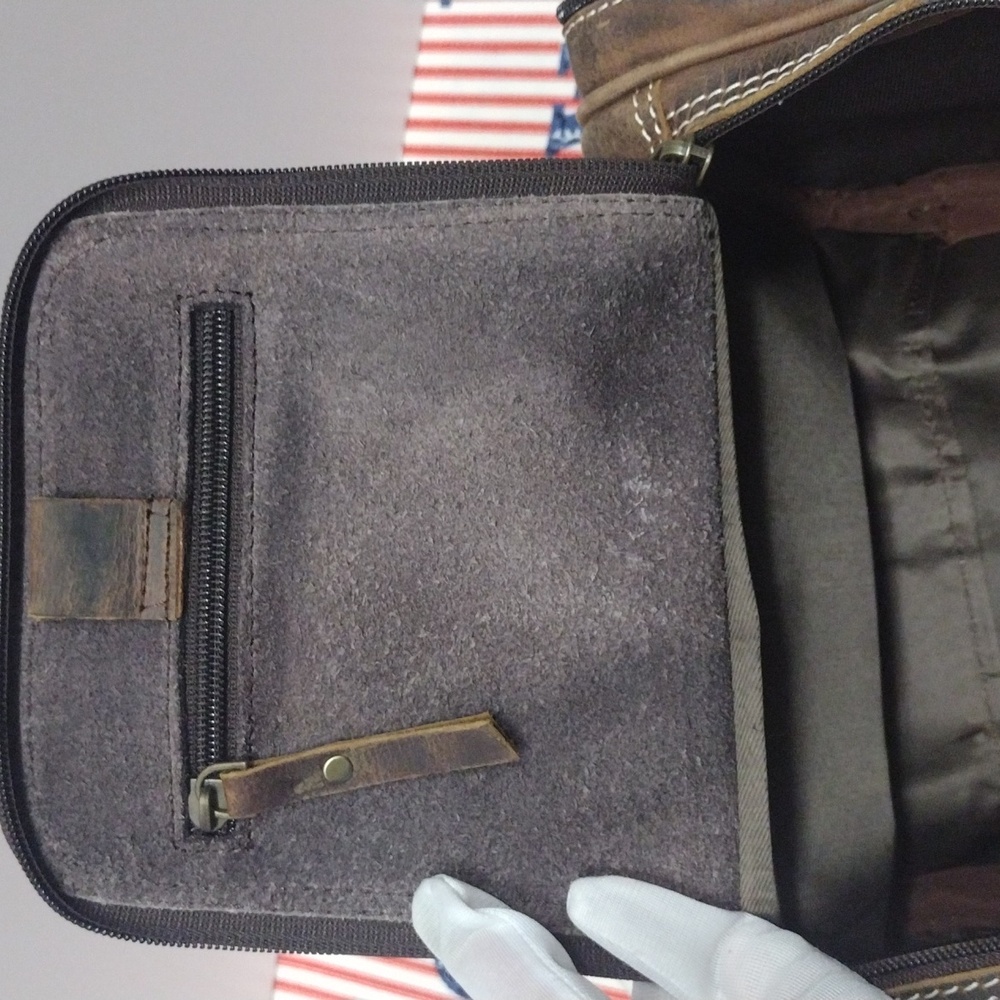 SNO Brown Multiple Zipper Pockets Leather Bag with Handle - Picture 12 of 16